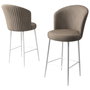Hanah Home Juego de Taburetes de Bar Cappuccino y Blanco, Asiento 70cm, Metal y Tela Babyface
